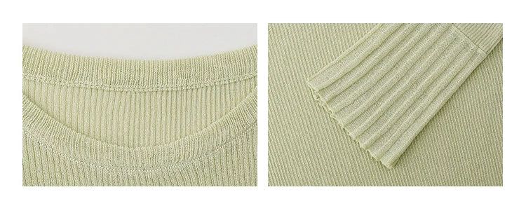 VOOE Round Neck Simple Casual Knitted Long Sleeves