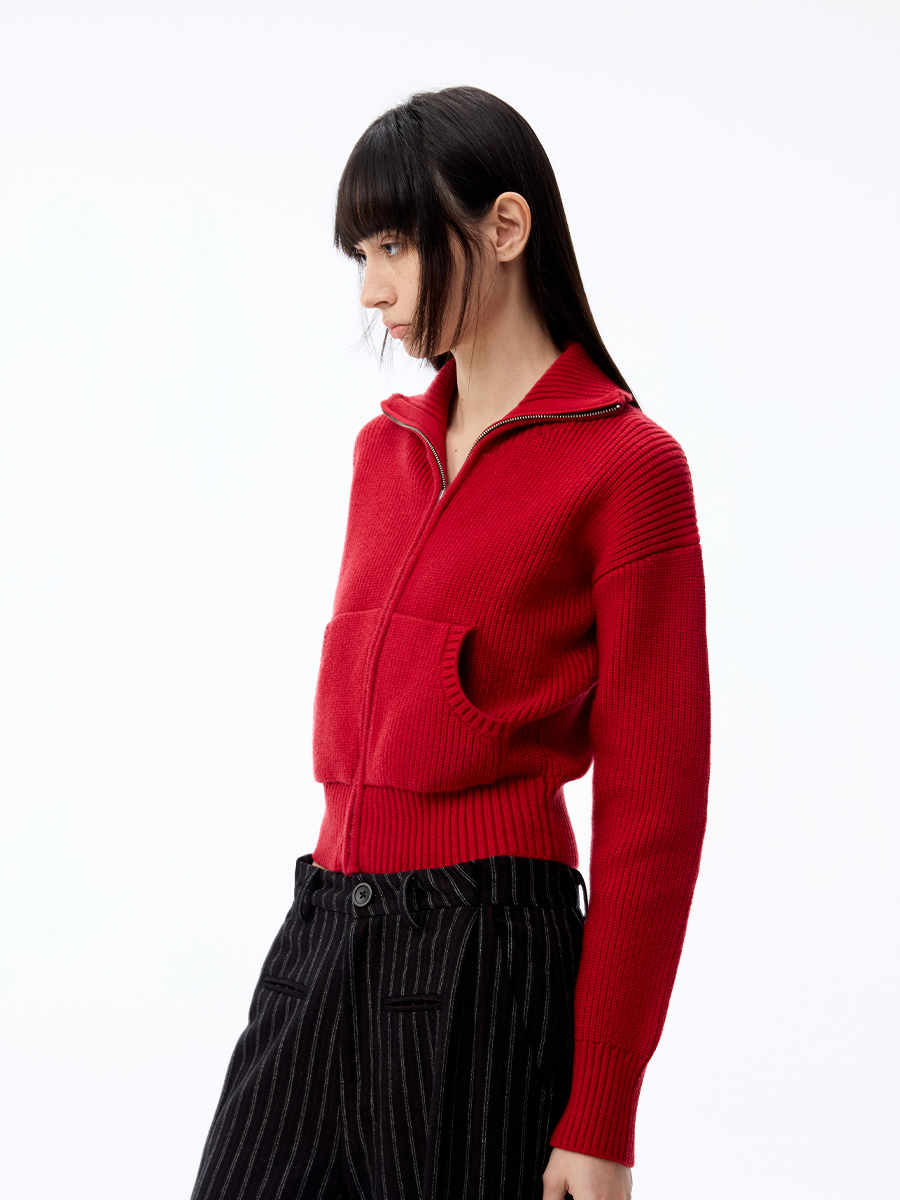 JCAESAR WOMEN Pit Strip Thick Pit Strip Micro Slim-fit Knitted Cardigan