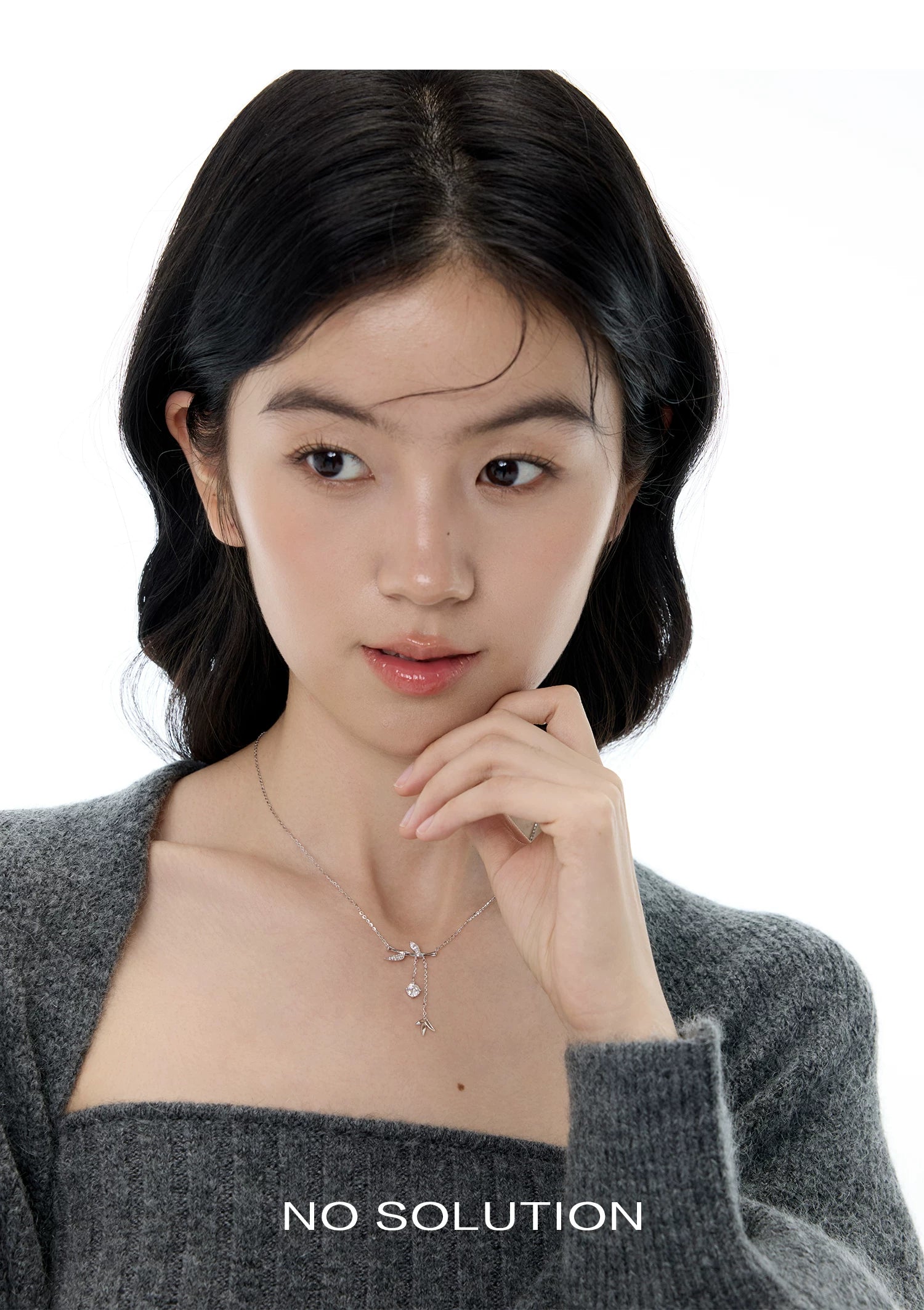 NO SOLUTION S925 Silver Bamboo Mozzarella Tassel Clavicle Chain