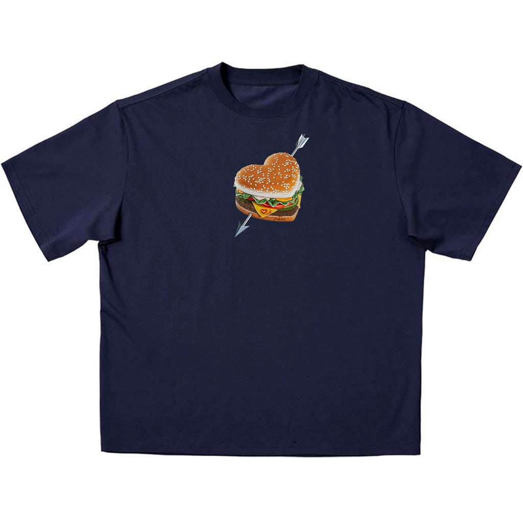 O3PARK Loose and Versatile "Love Burger" Printed Tee