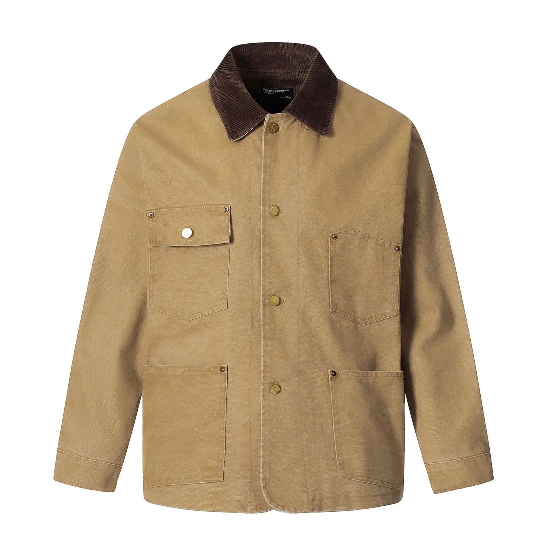 11KN Retro Wick Lapel Three-dimensional Canvas Jacket