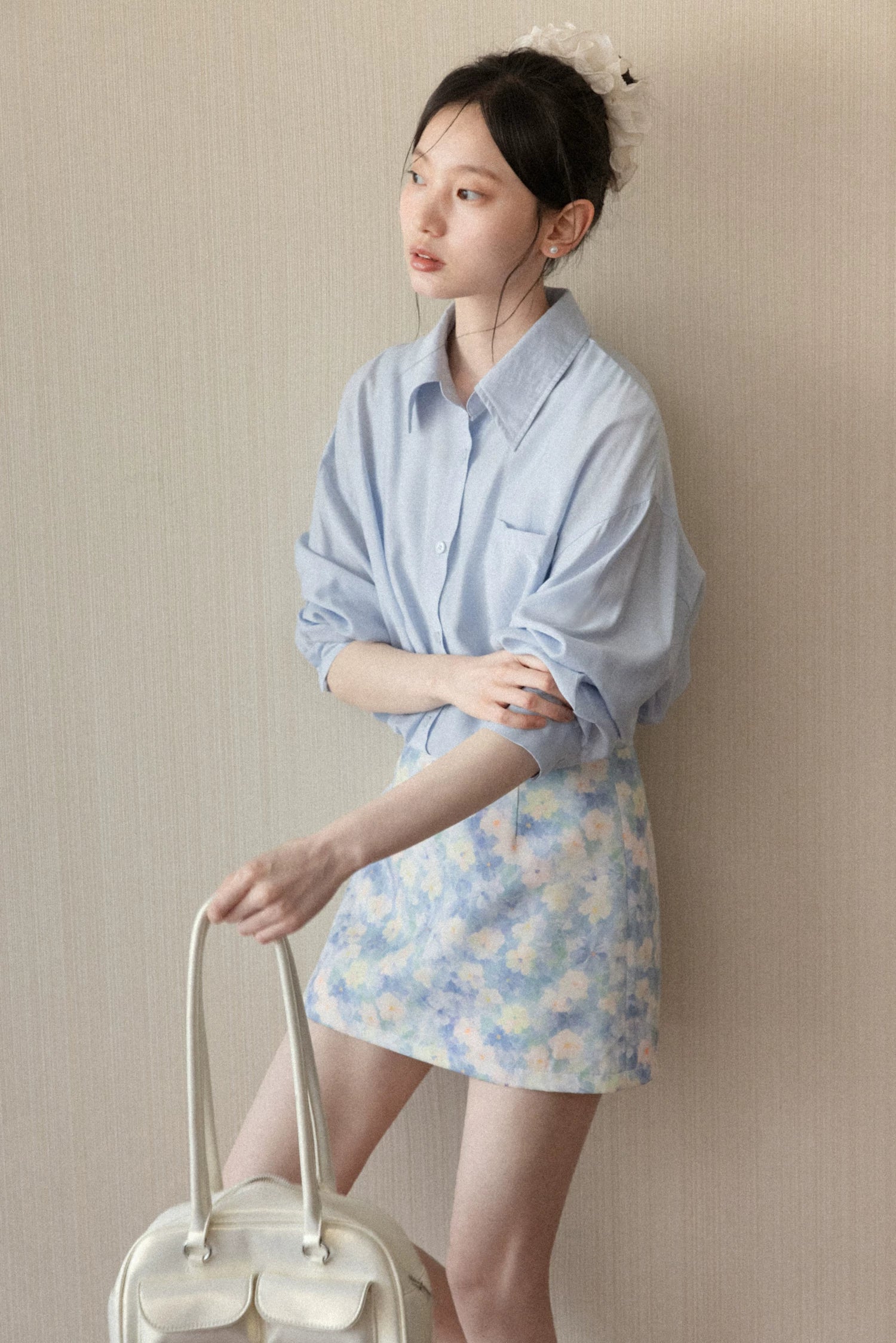 Cantonstory High Waist Floral Skirt