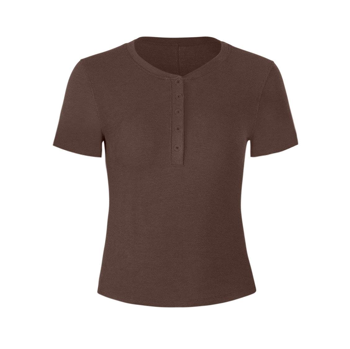 Athena Lulu Ribbed Button Naked Breathable Yoga Suit Tee