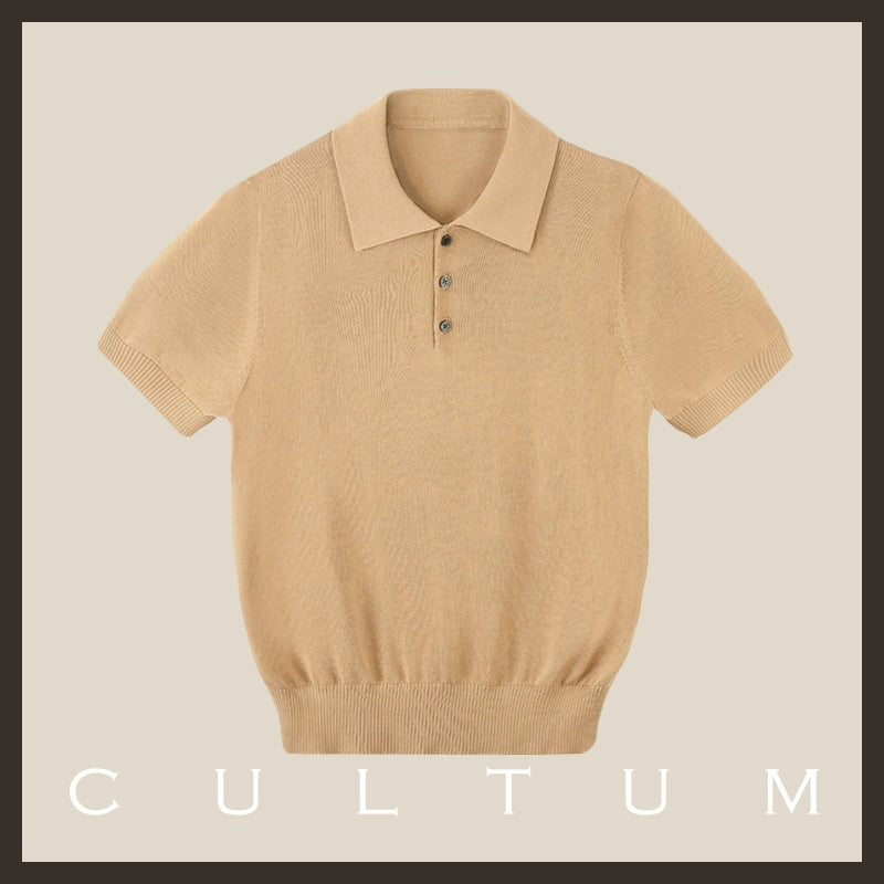 CULTUM  Breathable Knitted Polo Shirt Short Sleeve