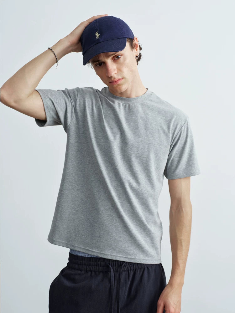 VLABMADE Embroidery Front Shoulder Elastic Tee