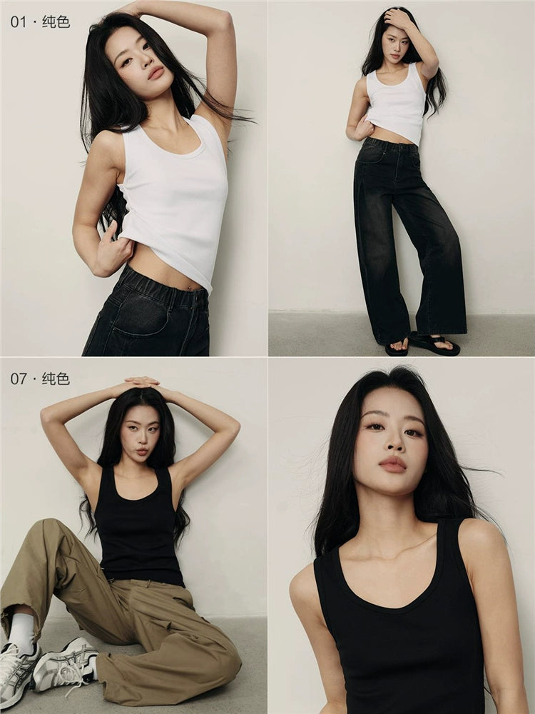 Giordano U Neck Slim Sleeveless Tee