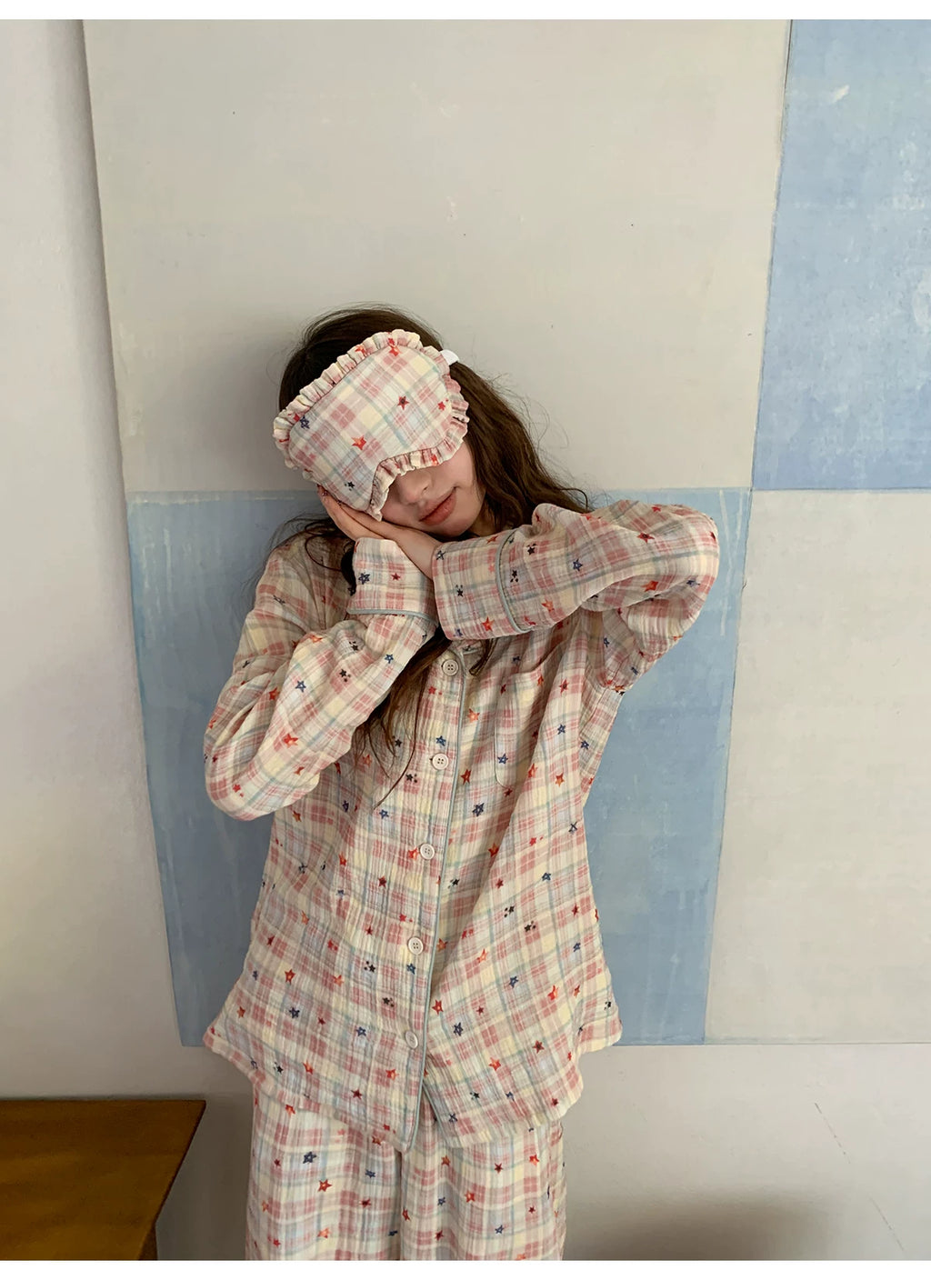 KANO Cuban Collar Print Casual Pajama Set