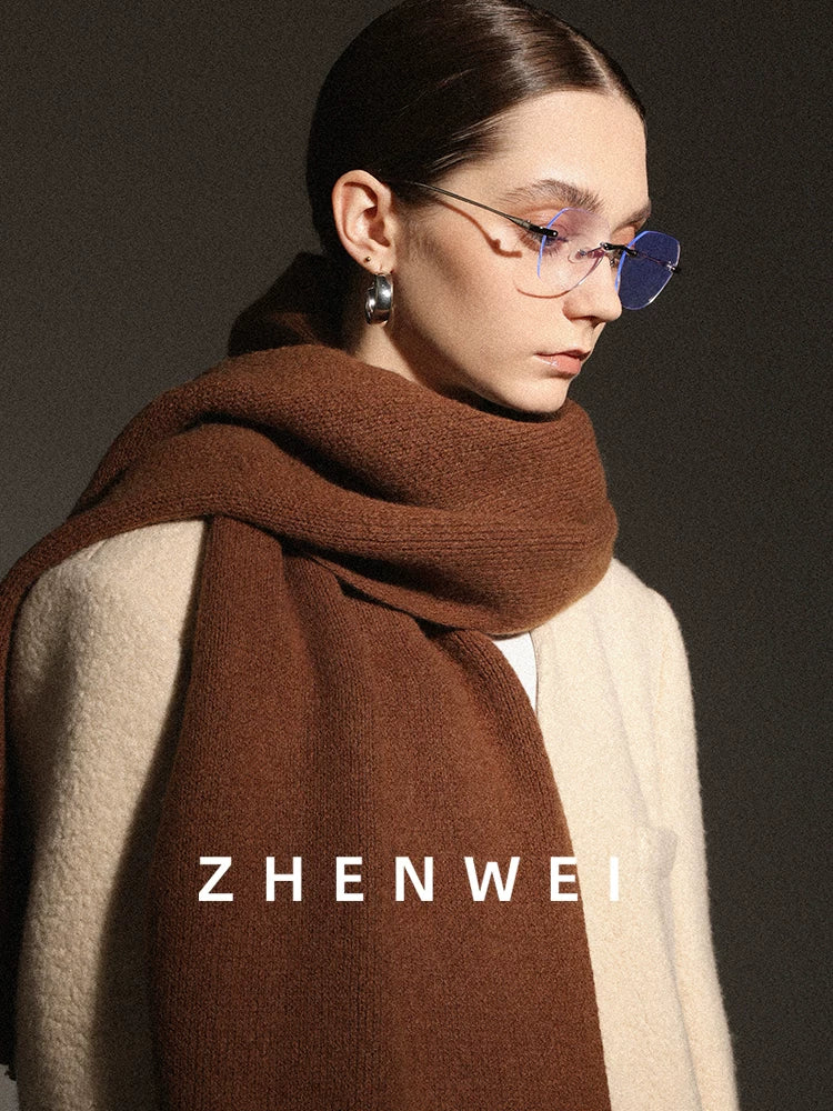 ZHENWEI 100% Wool Enlarged and Widened Knitted Long Scarf