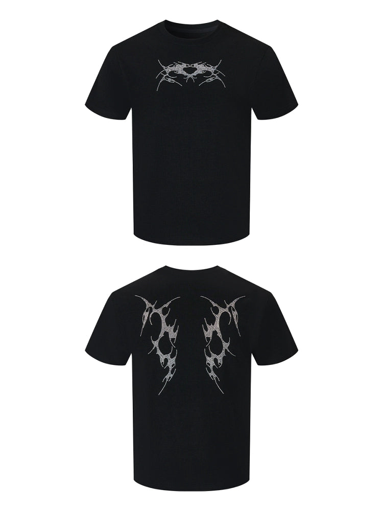 SGW "Wings of Thorns" Hot Diamond Subculture Elastic Slim Sleeve Short Sleeve Tee