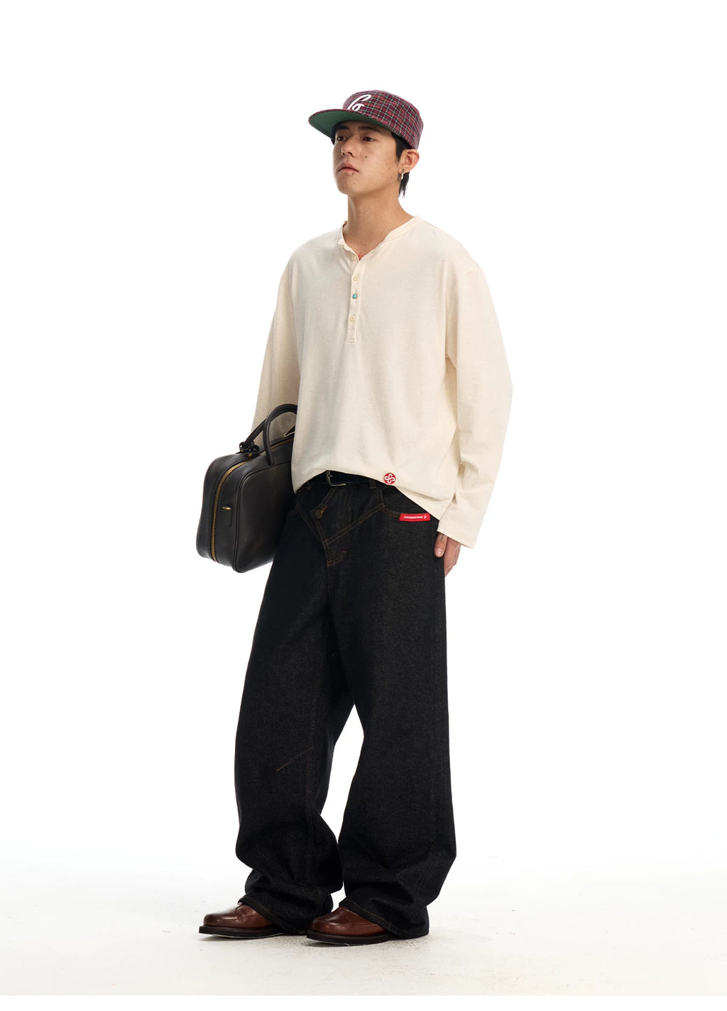 CoosRetro Loose Henry Neck Knitted Long Sleeve