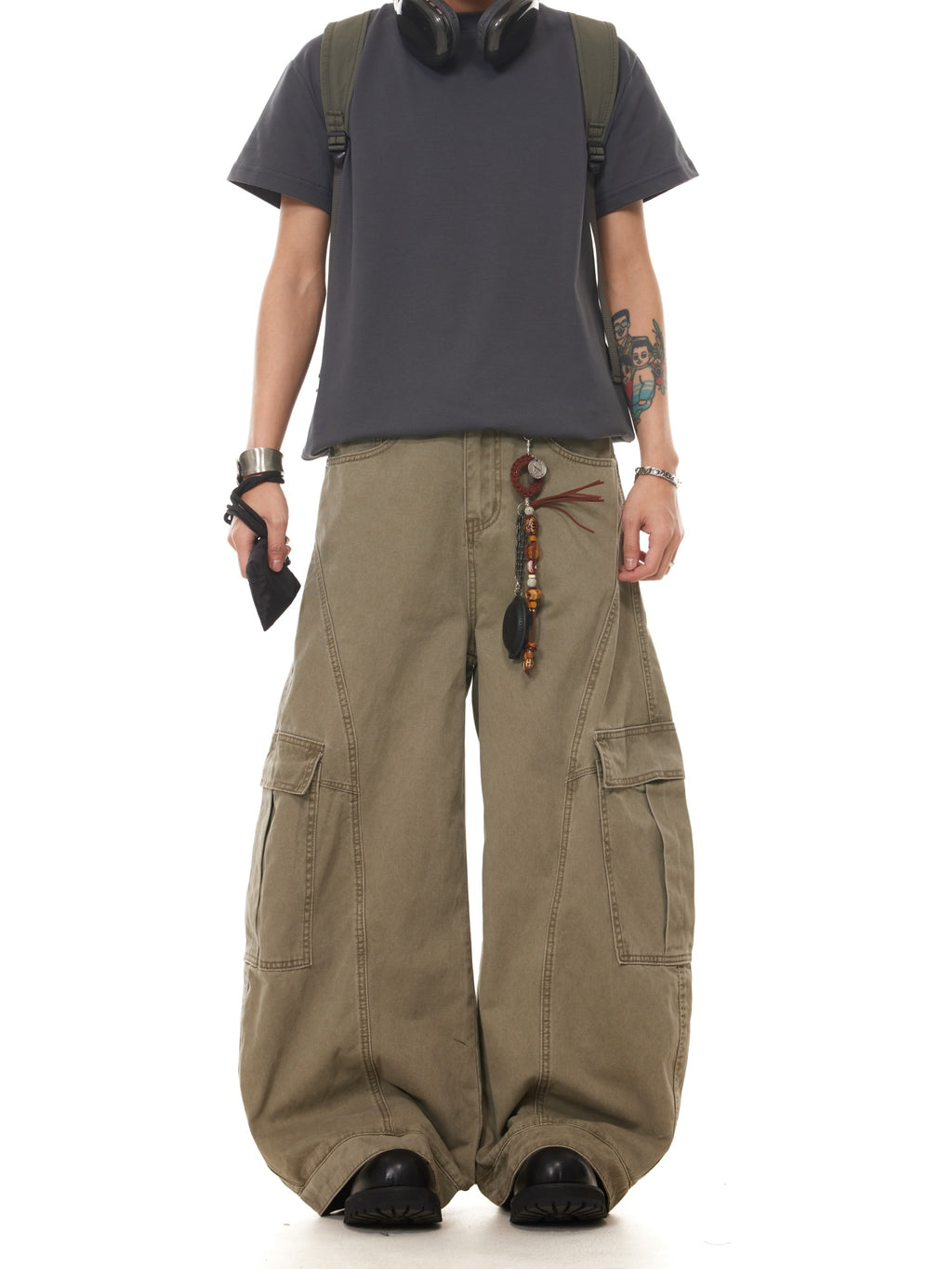 BTSG Vintage Barn Wind Big Pocket Scimitar Baggy Pants