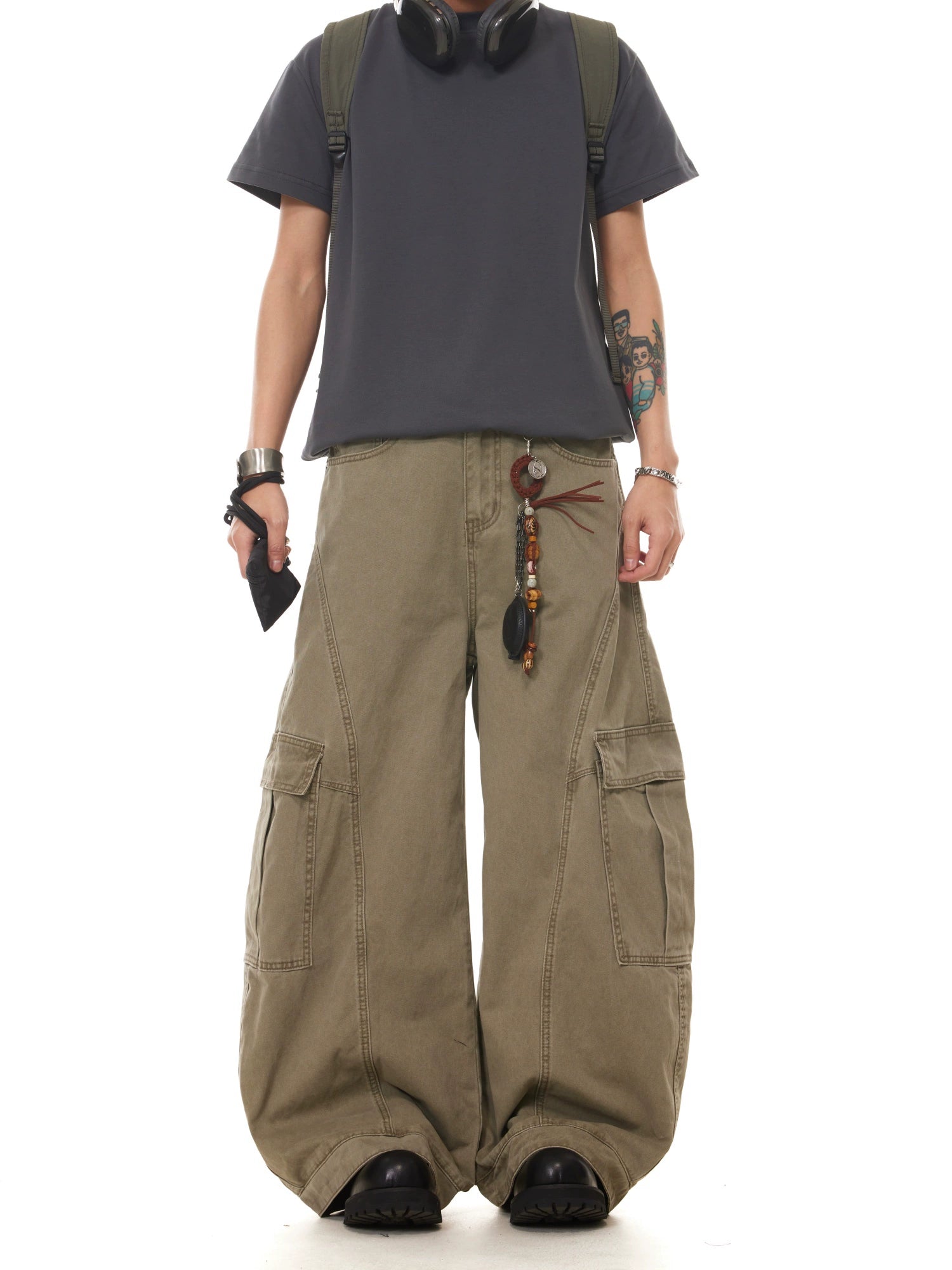 BTSG Vintage Barn Wind Big Pocket Scimitar Baggy Pants