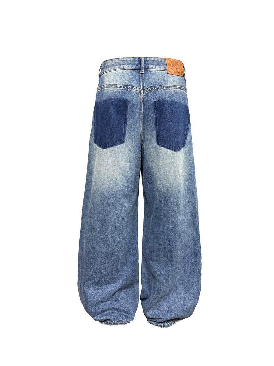 JCAESAR Water Ripple Straight Tube Slightly Wide Jeans