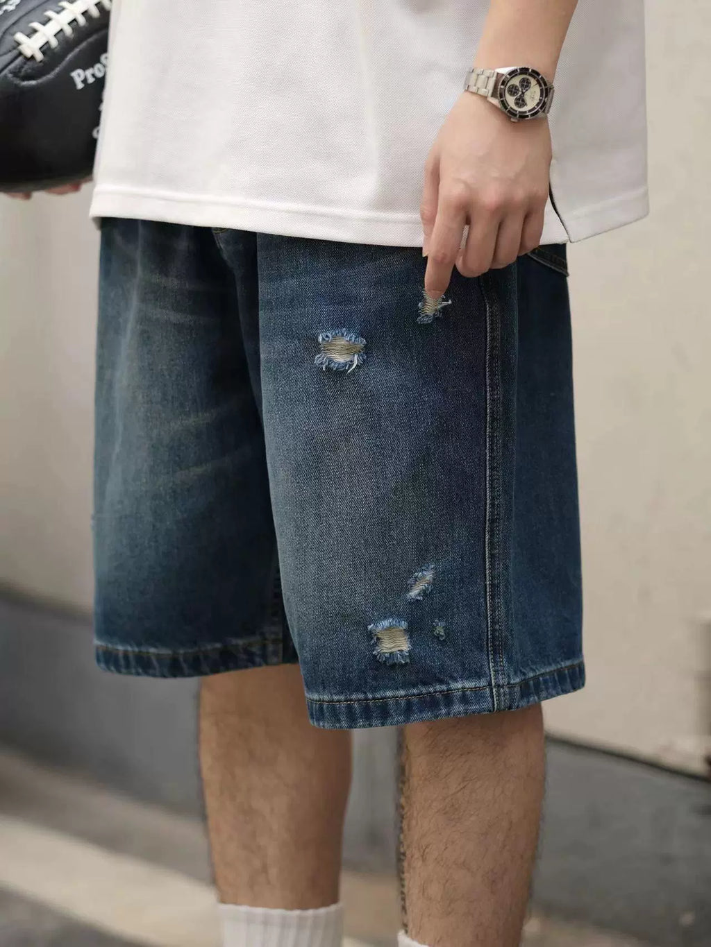 DESICCANT Wash Water and Make Old Japanese Loose Denim Shorts