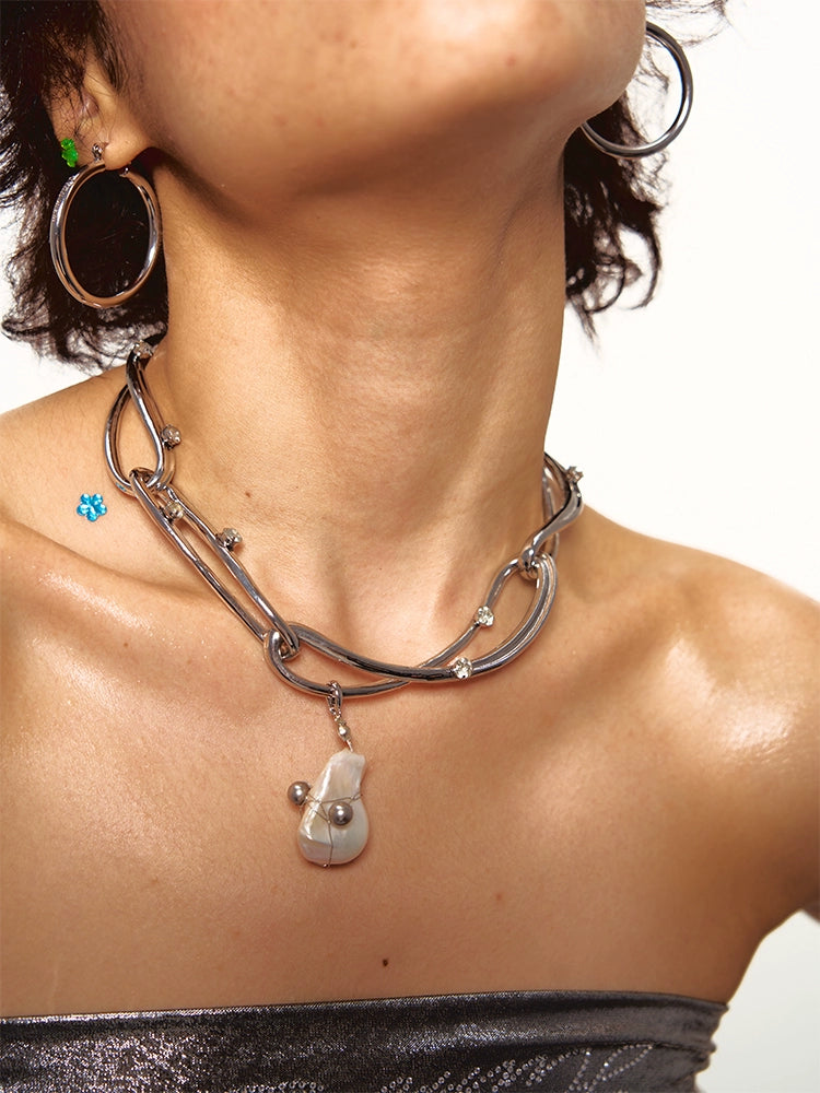 1JINN Pearl White Gold Necklace