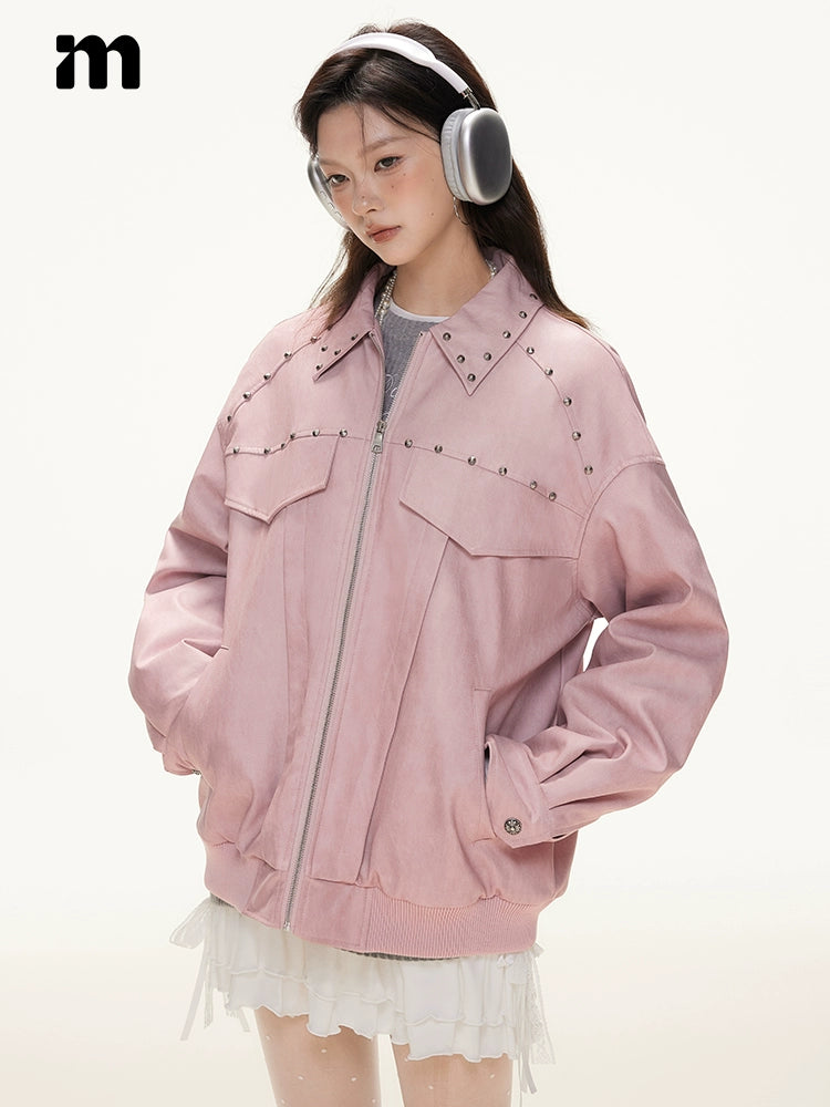 IMONE Vintage Loose Skinny Lapel PU Leather Jacket