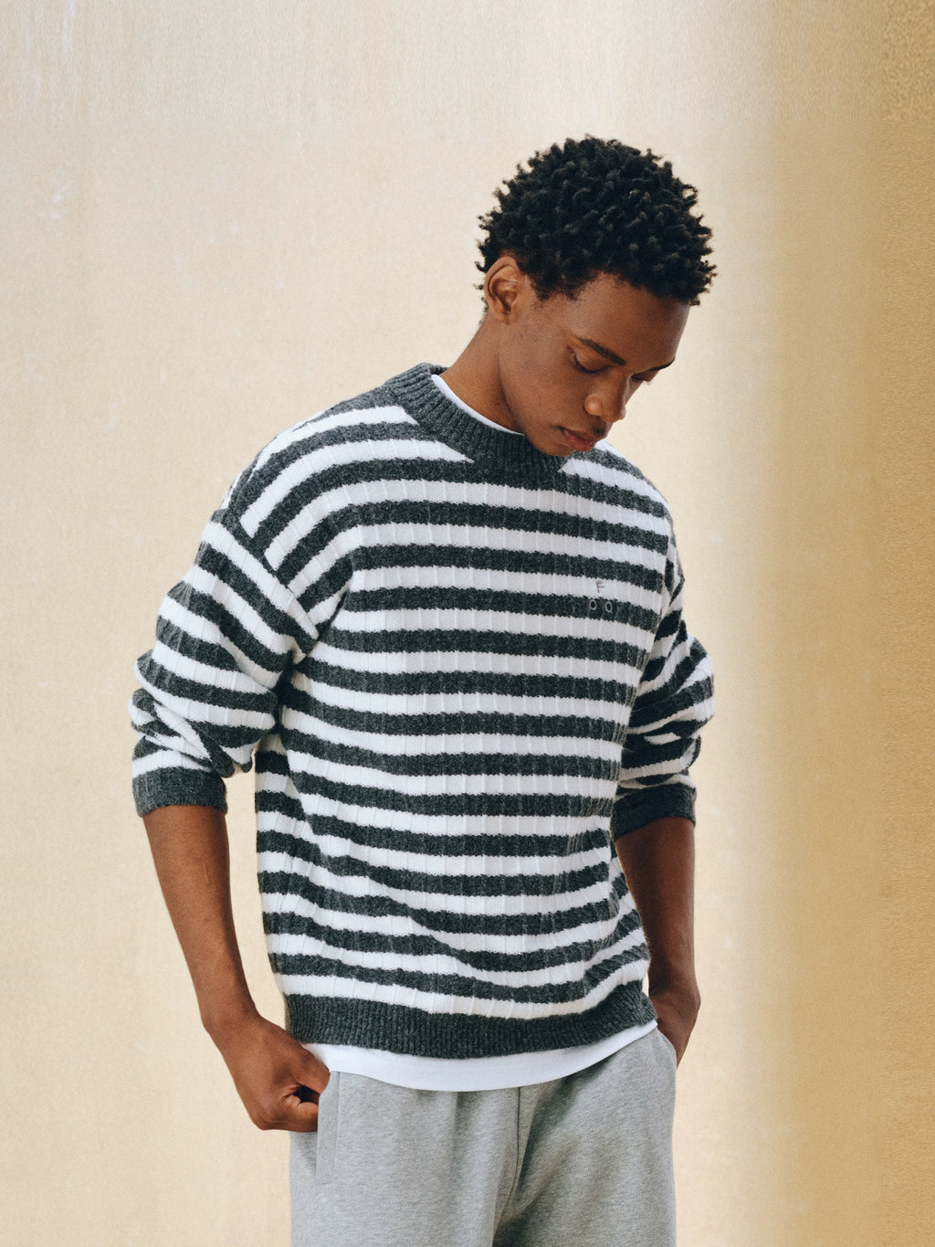 FPA Striped Crew Neck Contrasting Casual Knitted Sweater