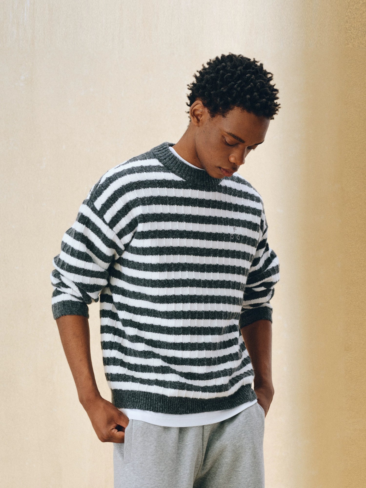 FPA Striped Crew Neck Contrasting Casual Knitted Sweater