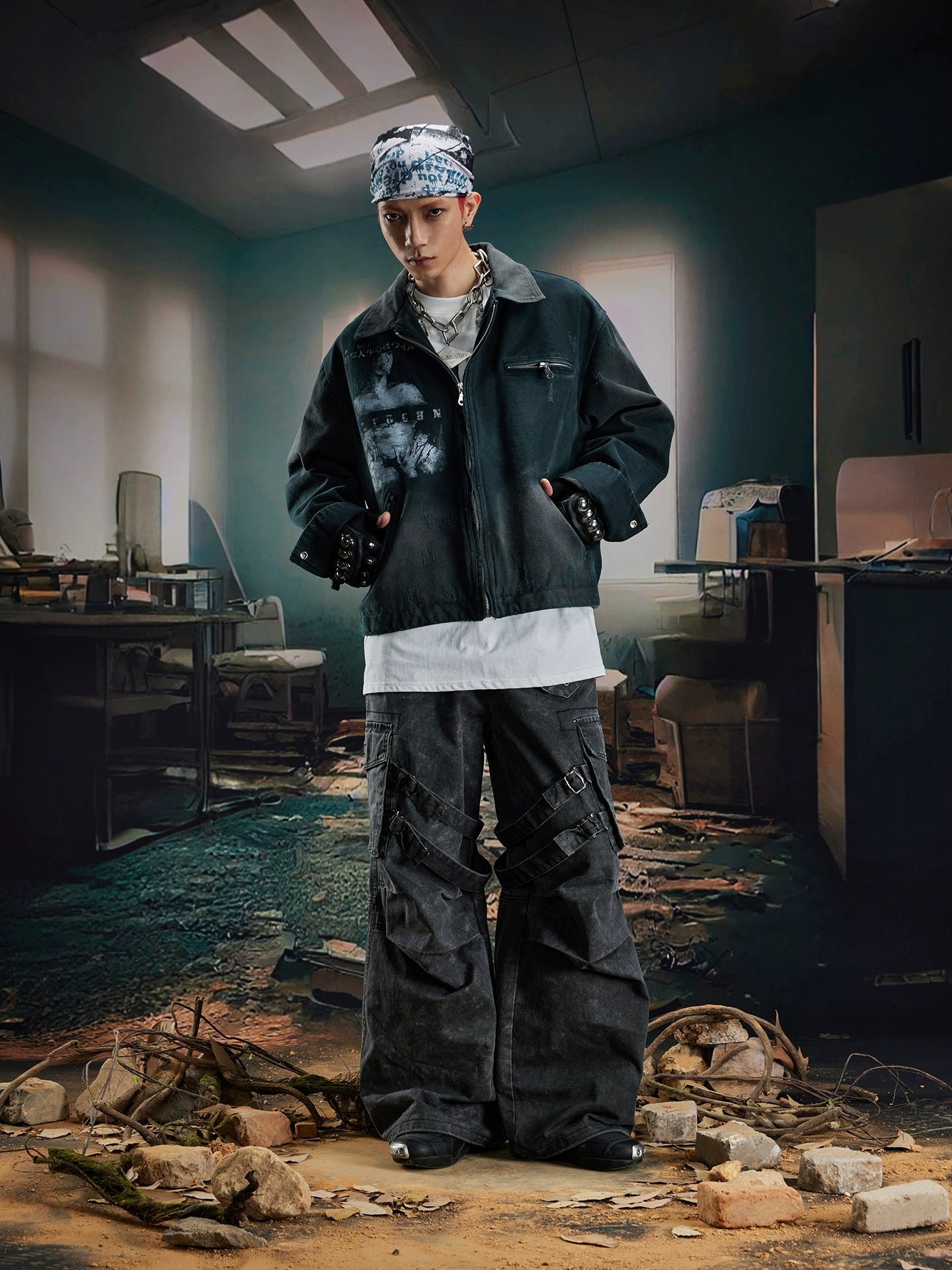 NOMANIAI Spoils Loose Short Lapel Zipper Jacket