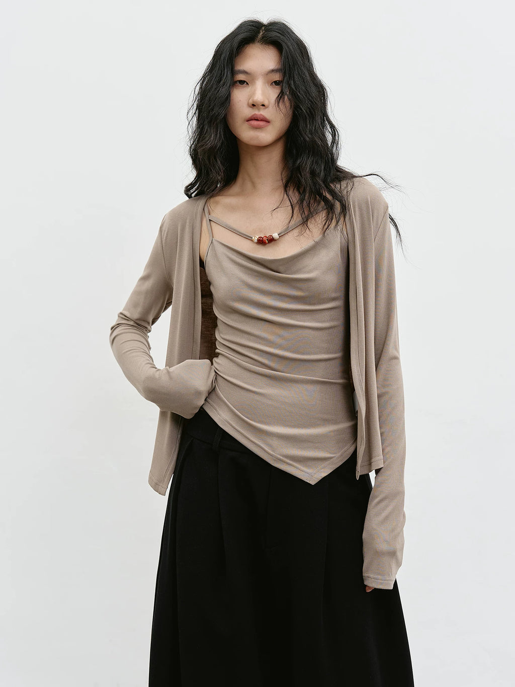 EIGHTHMONTH Casual Suspender Blouse Two-piece Set