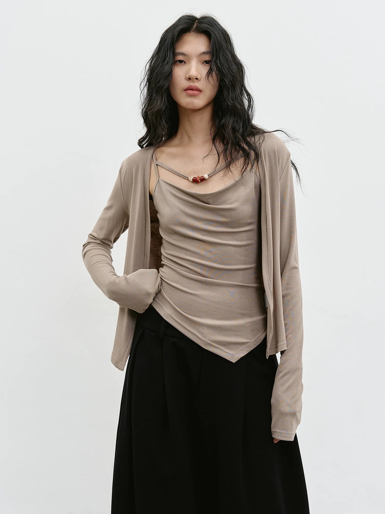 EIGHTHMONTH Casual Suspender Blouse Two-piece Set