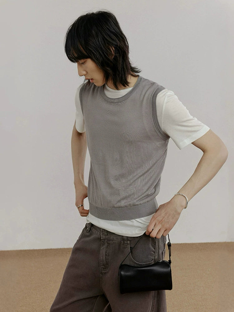 COLN Micro-transparent Knitted Vest