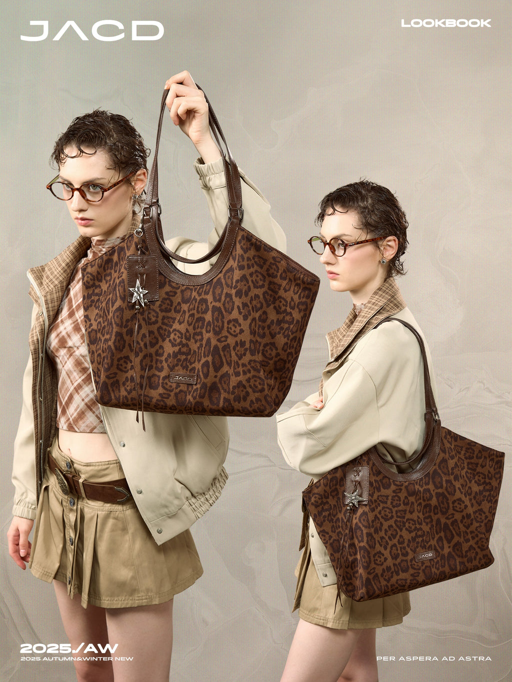 JACD Slack Leopard Print Tote Handbag