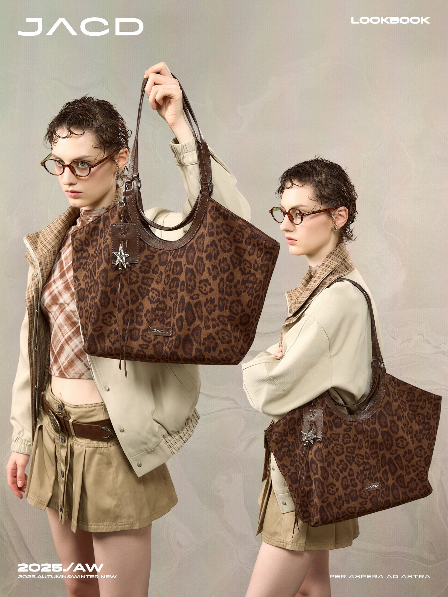 JACD Slack Leopard Print Tote Handbag