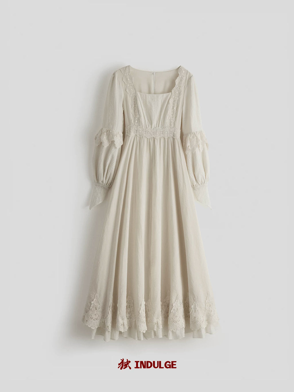 INDULG Lace Waist Square Neck Dress