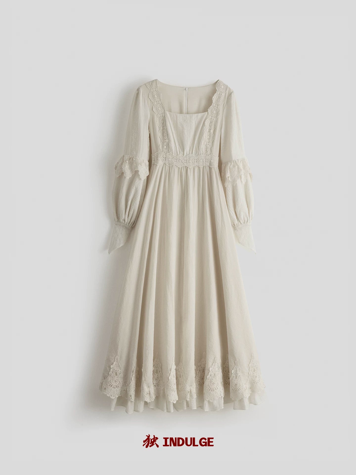 INDULG Lace Waist Square Neck Dress