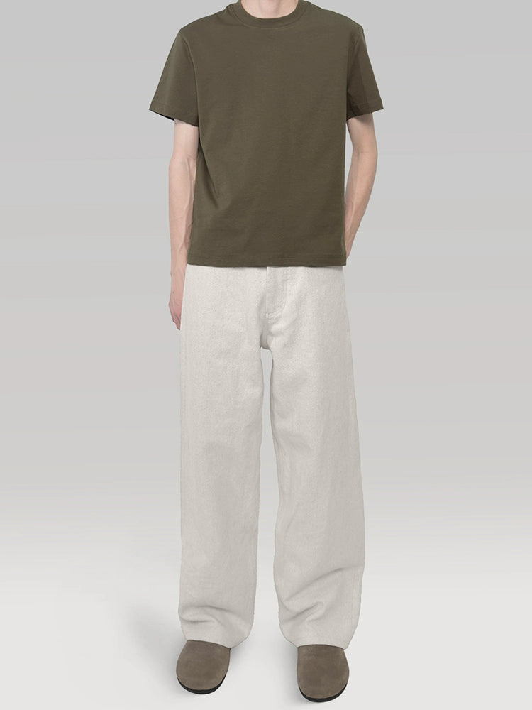 PLUS NO LOGO Linen Pants Loose Straight Trousers
