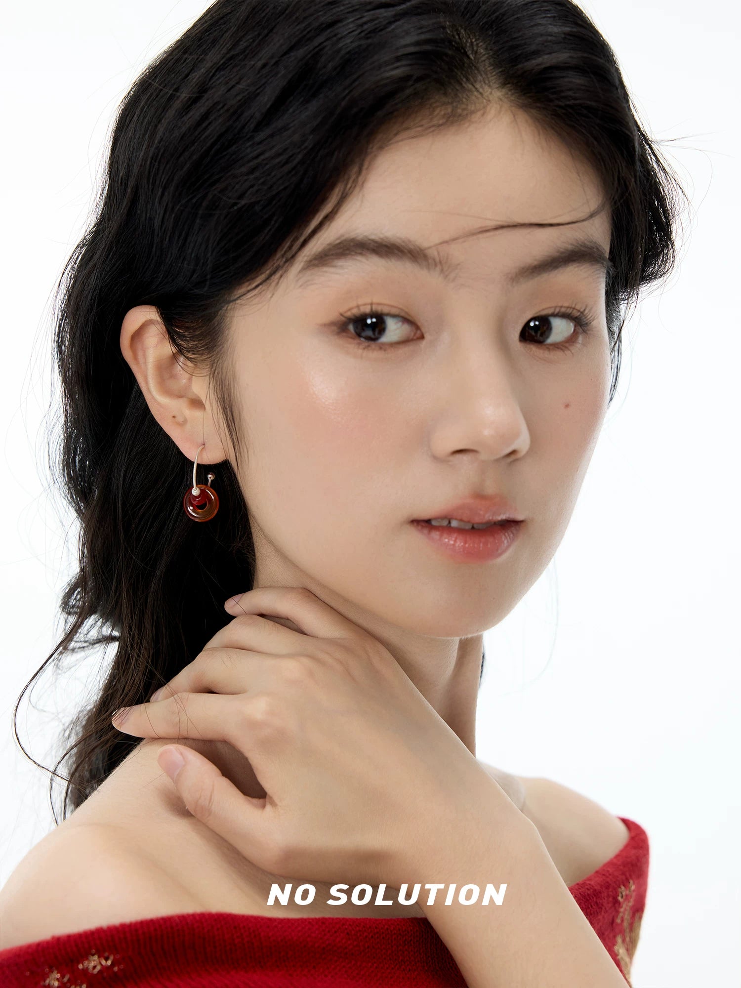 NO SOLUTION Safety Buckle Agate Earrings