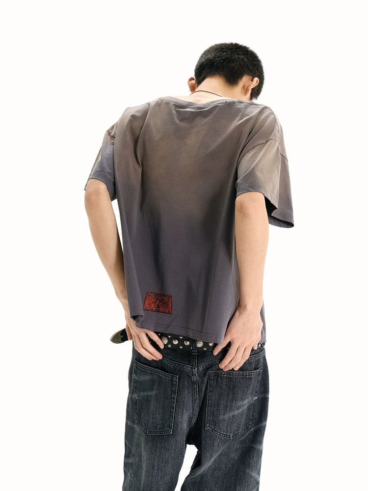 WANNA LAB Wash and Do Old Damage Spray Horse Willow Vintage Tee