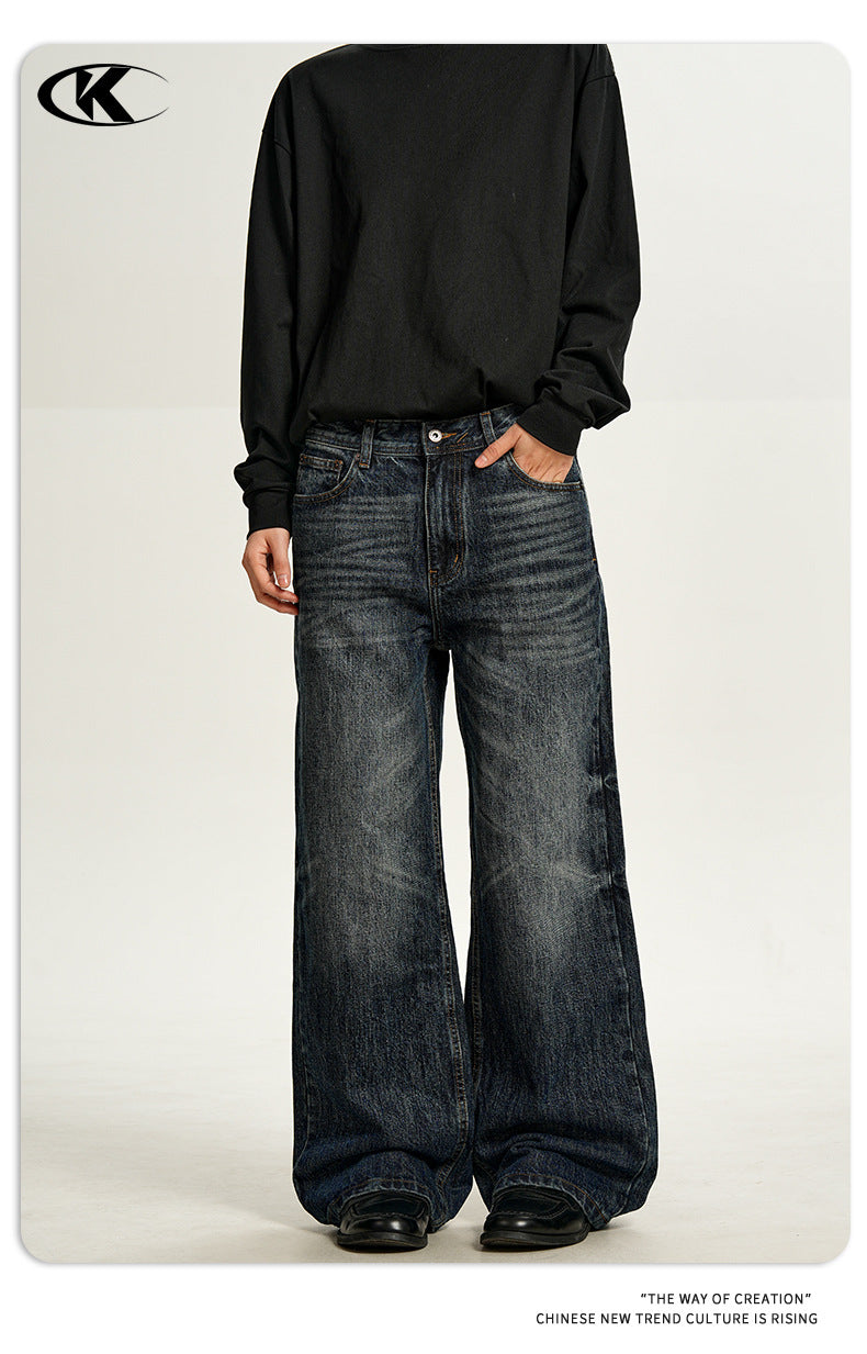 11KN Retro Loose Straight Versatile Jeans