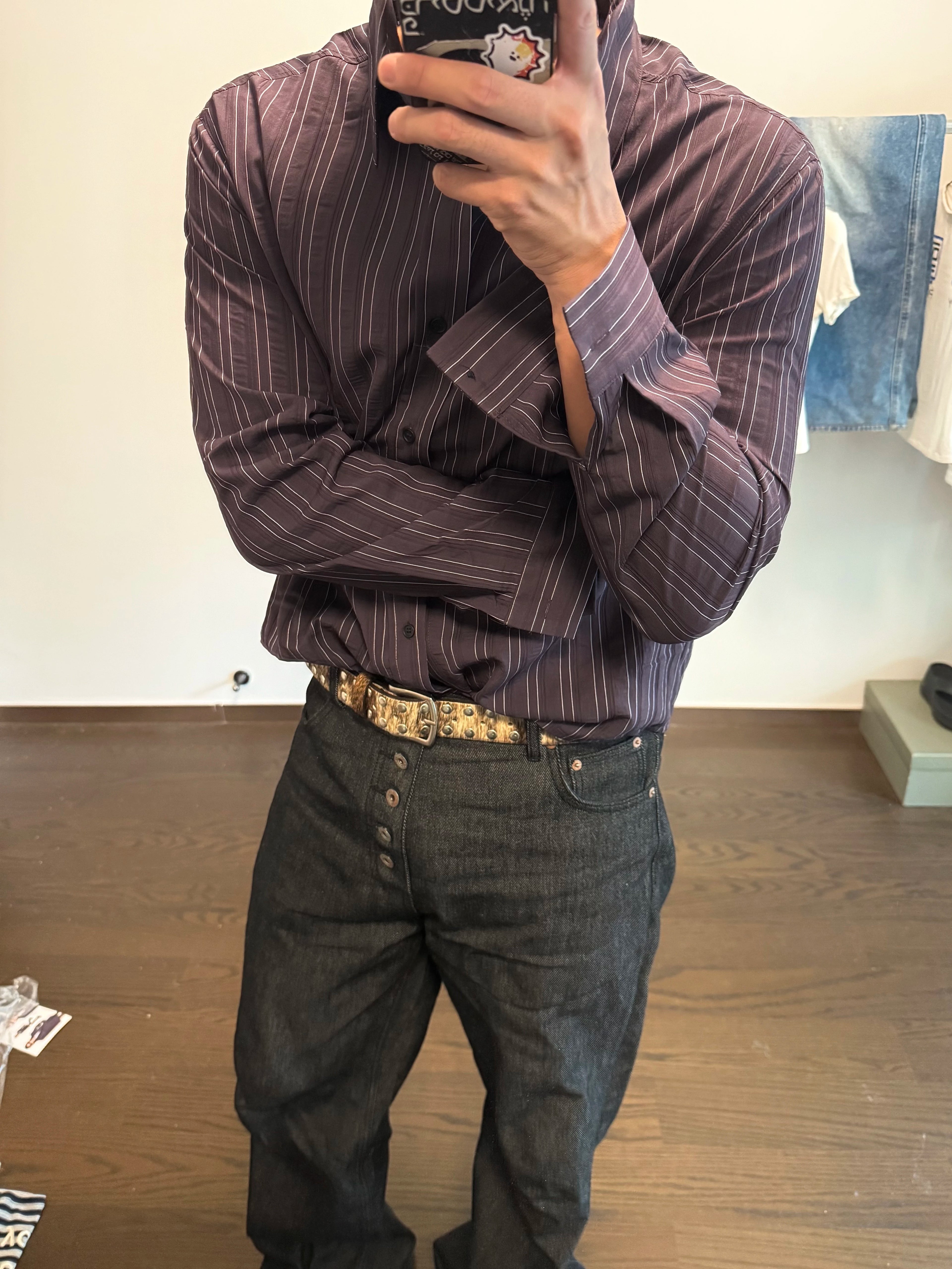 VOWPROGRESS Striped Textured Shirt