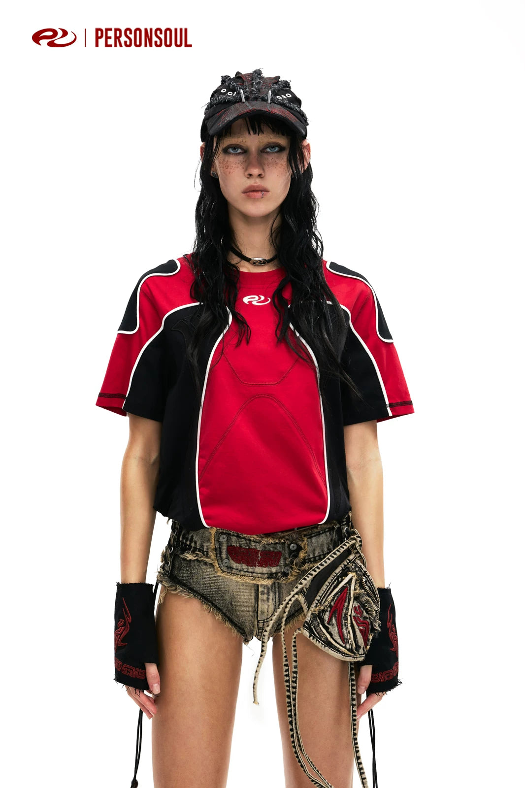 PERSONSOUL Embroidery Slim Sports Tee