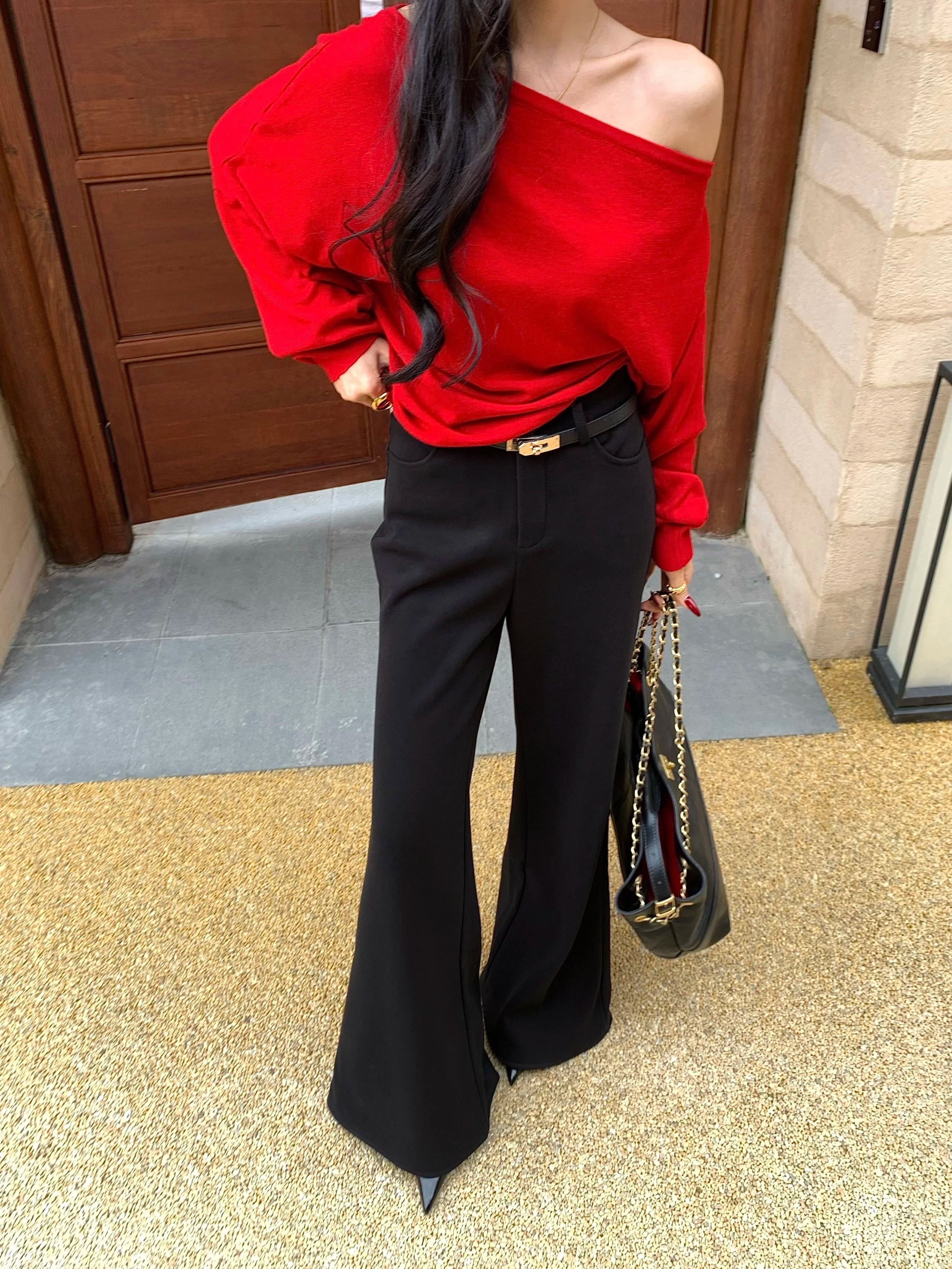 CHUYUQI Fleece Slim-fitting High-waisted Slim-fitting Casual Pants