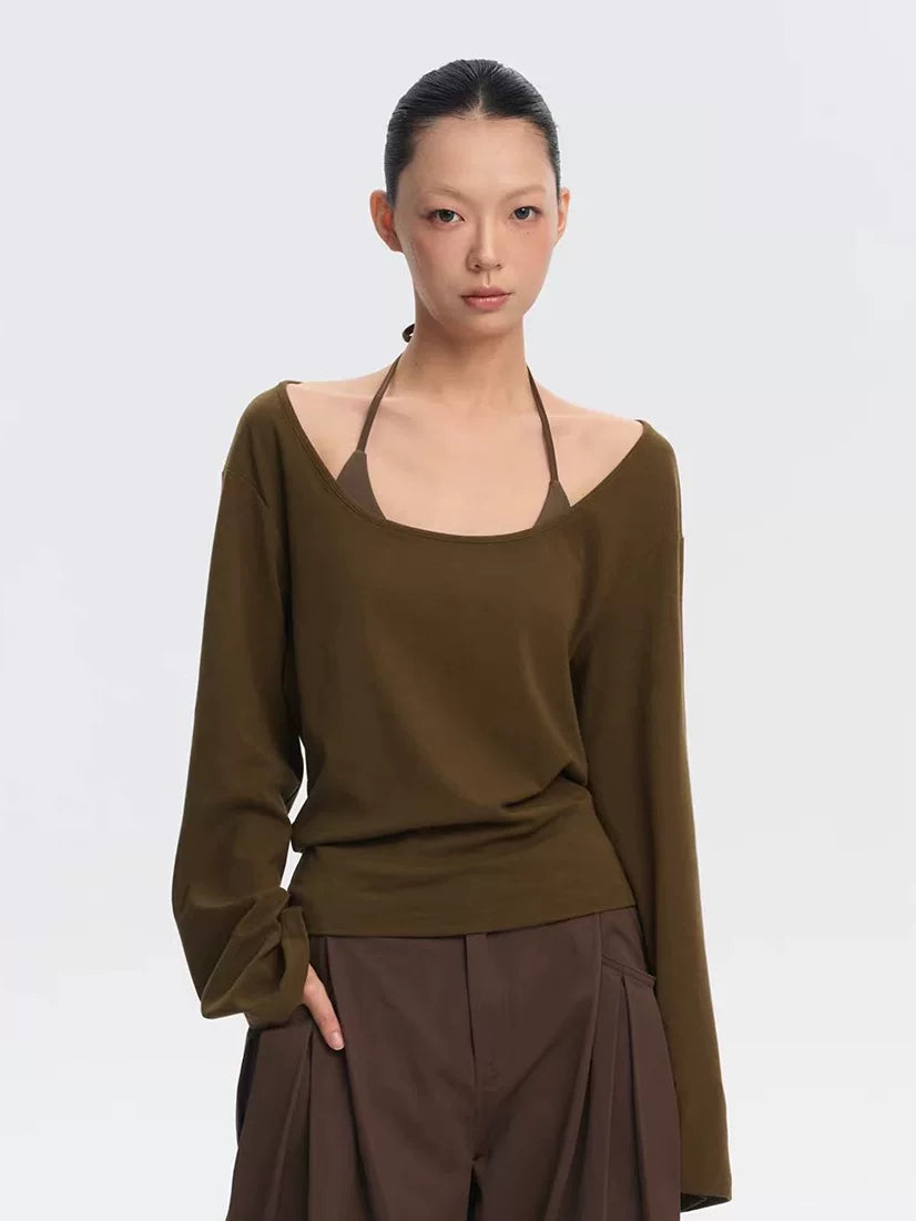 LINY LIBERTY Lazy Loose Waist High Elastic Knitted Long Sleeves