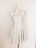 Barb Chill Square Neck Waist Skinny Suspender Short Dress