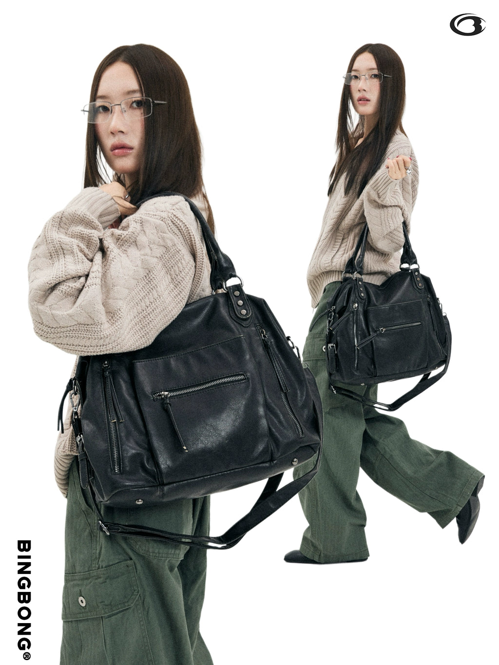 BINGBONG Retro Large Capacity Shoulder Messenger Bag