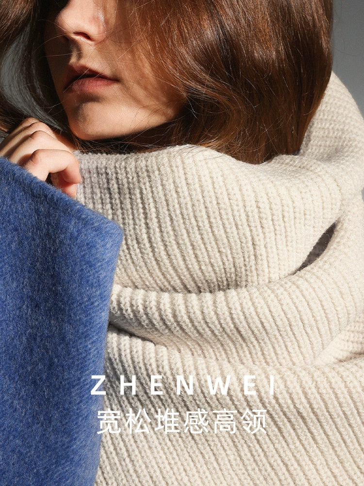 ZHENWEI Stand-up Collar Wide Cape Shawl Integrated