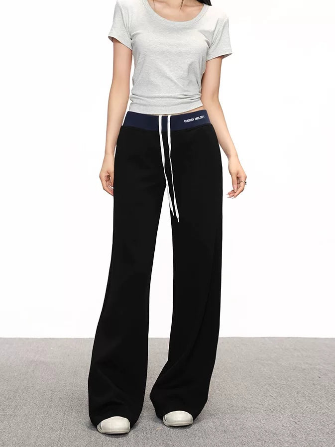 Cherry Melody High Waist Drawstring Casual Micro-pull Pants