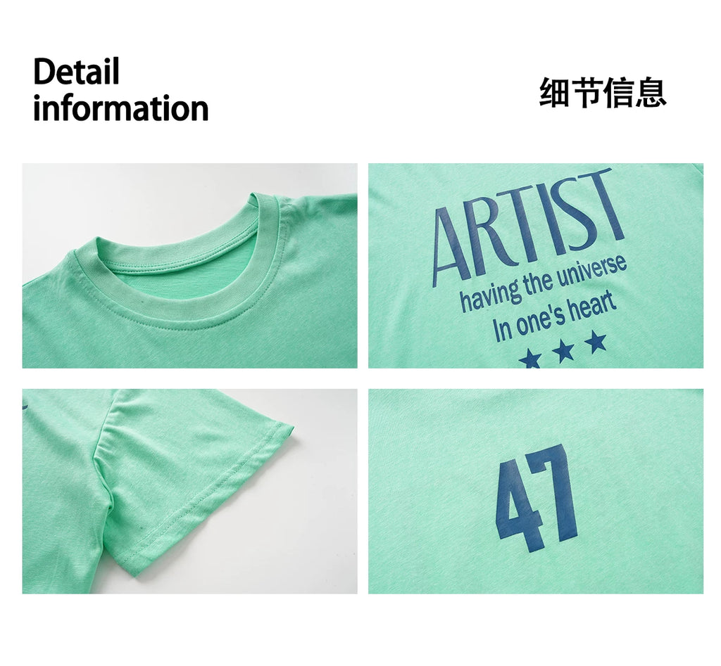 EAHO Letter Print Loose Casual Tee