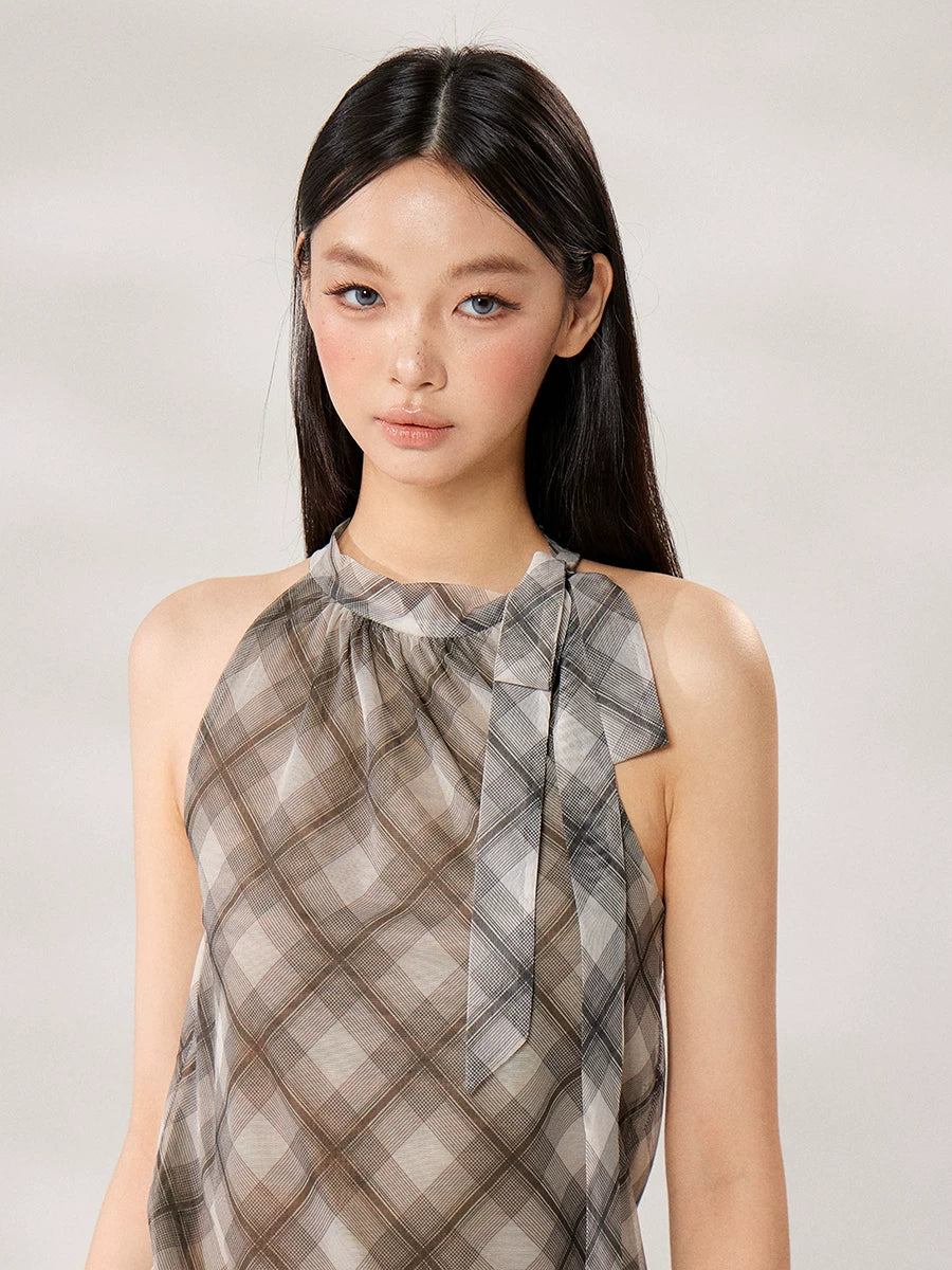 WITHMIN Checked Slim Sling Vest