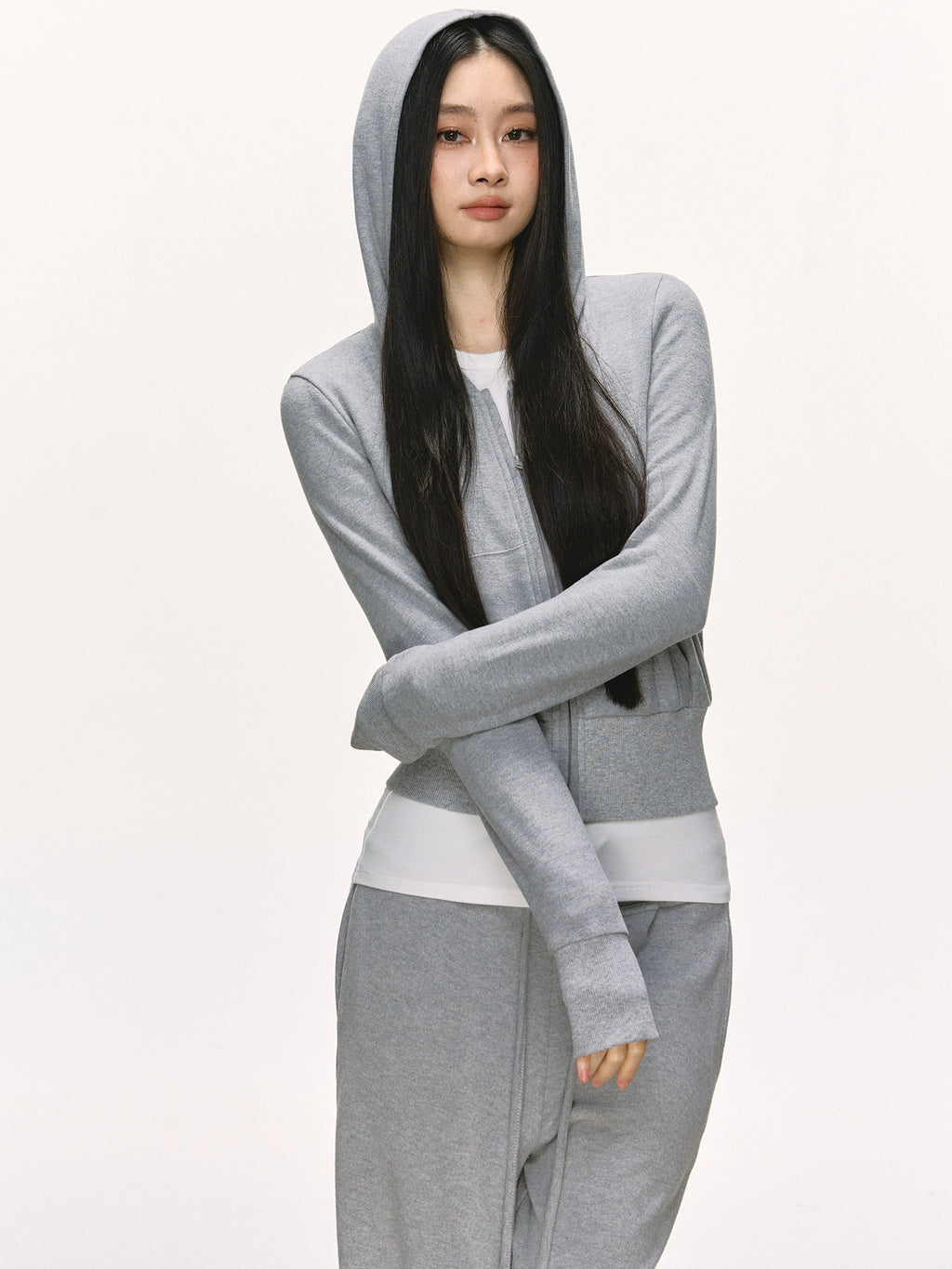 Anna Aneae Hooded Short Sweater Jacket Casual Sports Suit