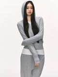 Anna Aneae Hooded Short Sweater Jacket Casual Sports Suit