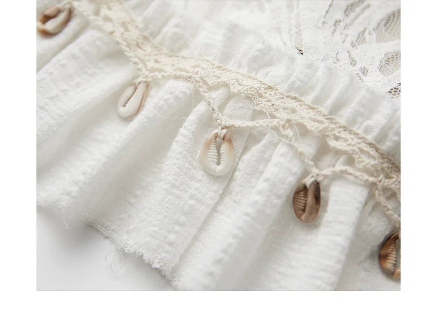 INDULGE Fringed Flower Mesh Skirt