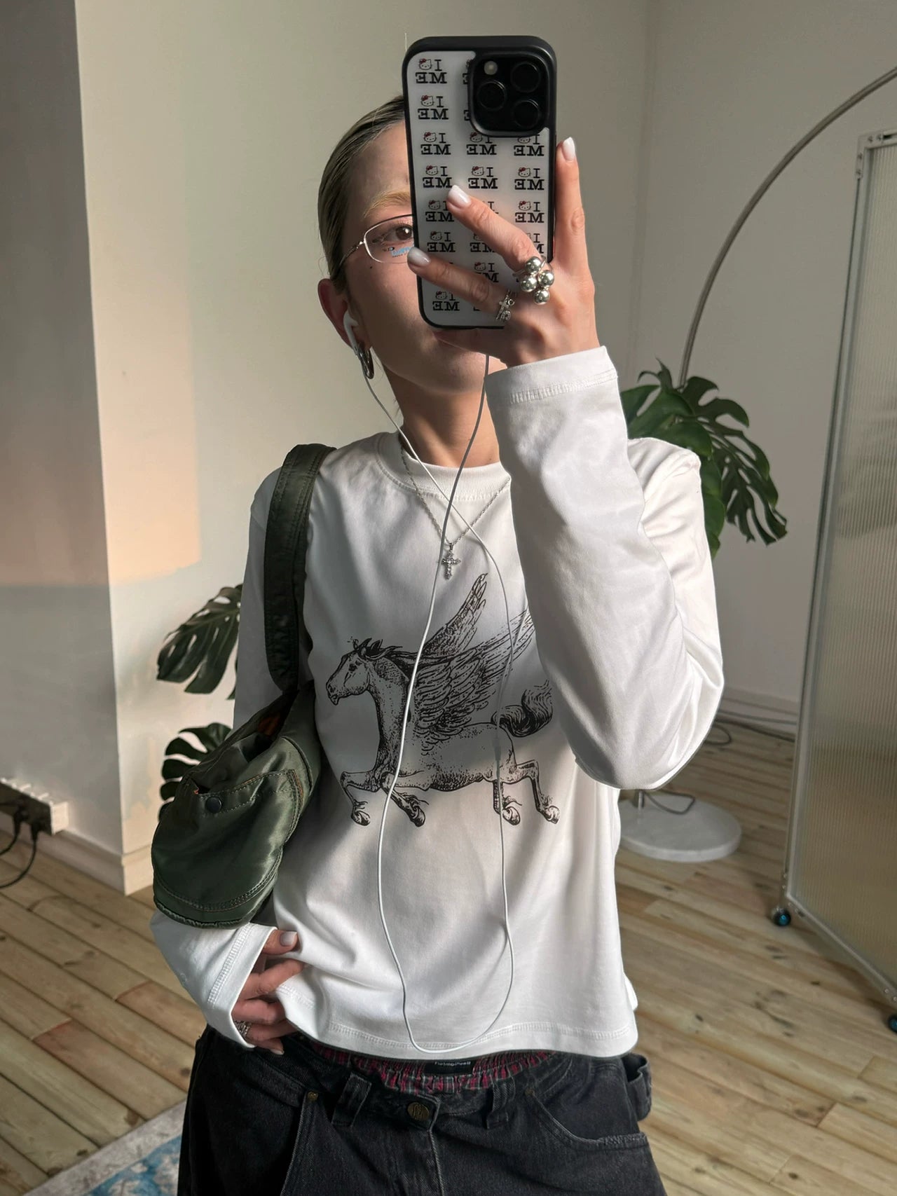 MMBBT Pegasus Cotton Printed Round Neck Loose Long Sleeves