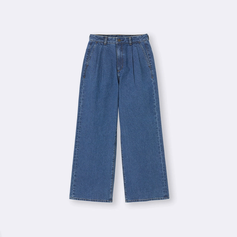 GU Pleated Loose Straight Jeans