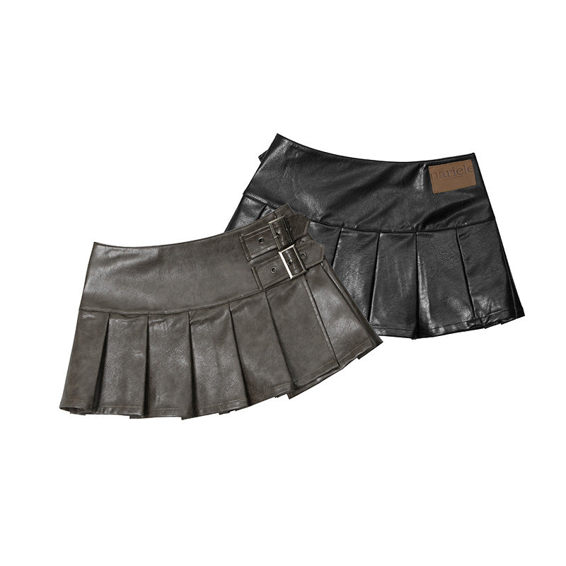 Nariele High Waist Pleated Miniskirt A Word Skirt